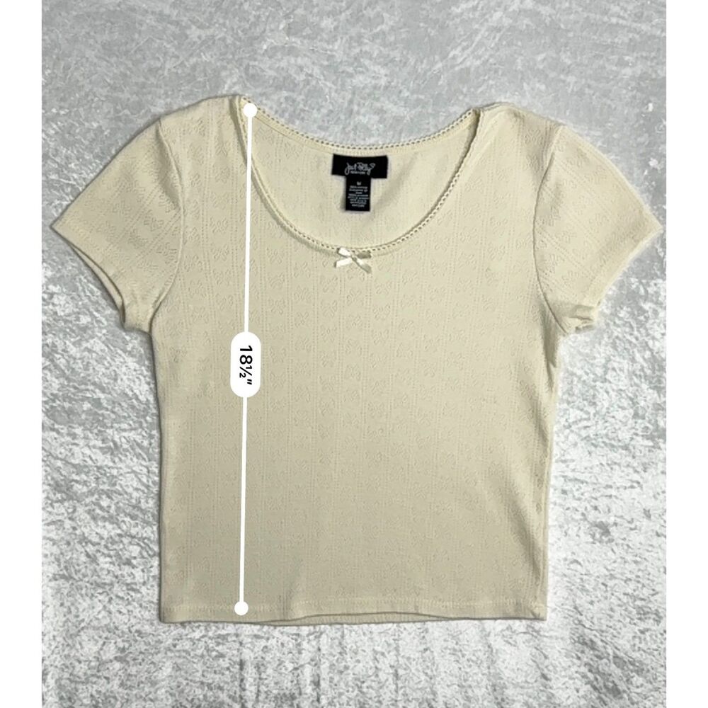 Just Polly 100% Cotton Cream-Colored Short-Sleeve Top - Junior's Medium